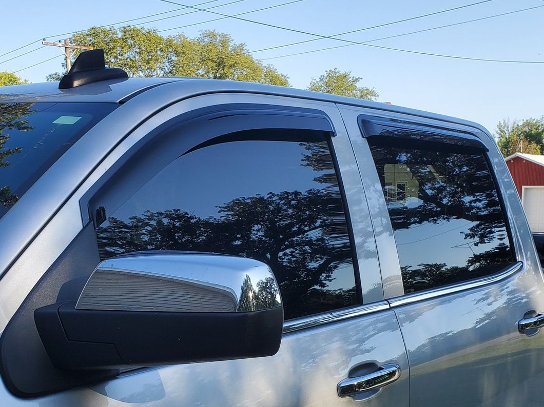 RedRock Window Deflectors; Front and Rear; Smoked (14-18 Silverado 1500 Crew Cab)
