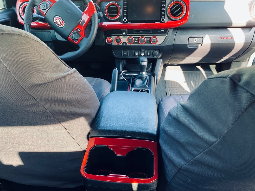 RedRock Rear Cup Holder Trim; Red (16-23 Tacoma)