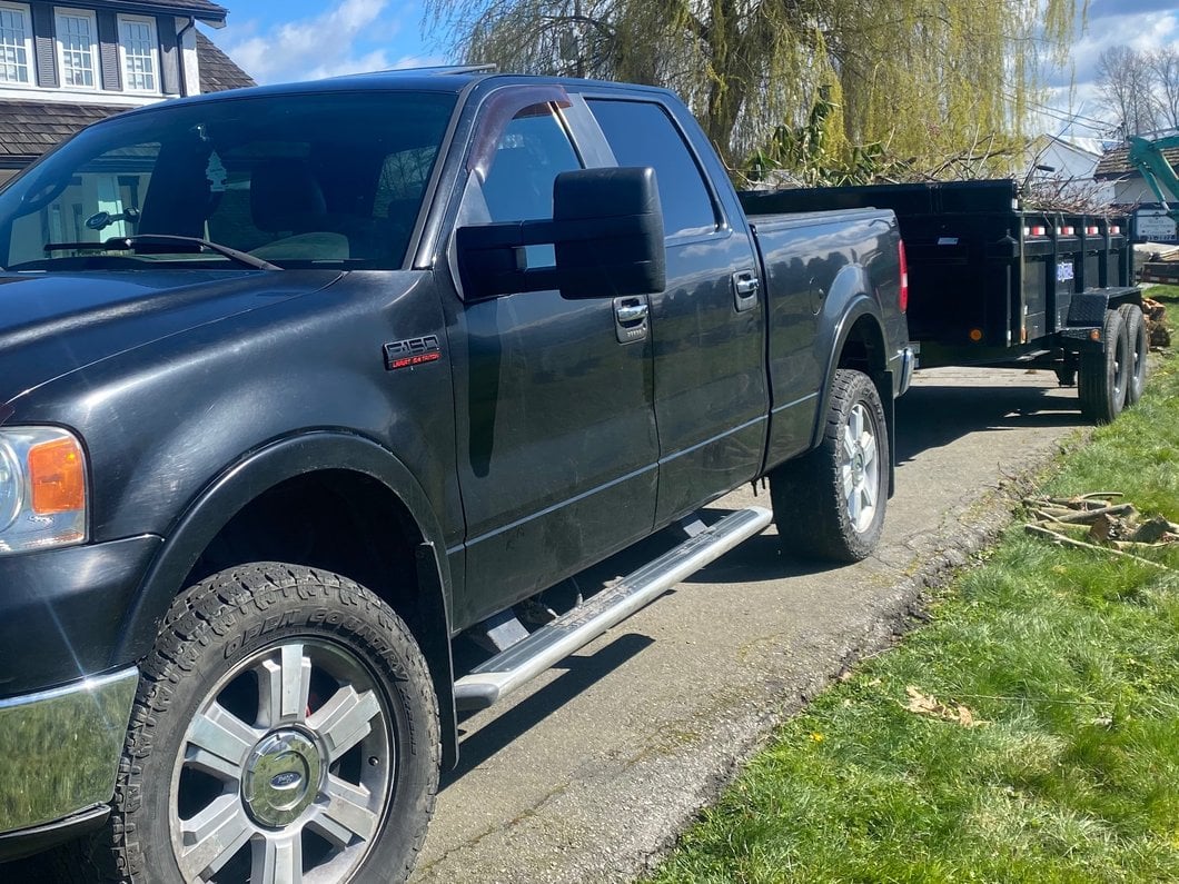 RedRock Memory Power Adjust Heated Manual Foldaway Towing Mirrors with Puddle Lights and Turn Signals; Gloss Black; Driver Side (09-14 F-150)