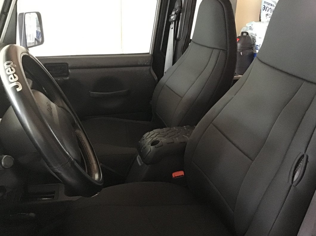 RedRock Custom Fit Front and Rear Seat Covers; Black (97-02 Jeep Wrangler TJ)