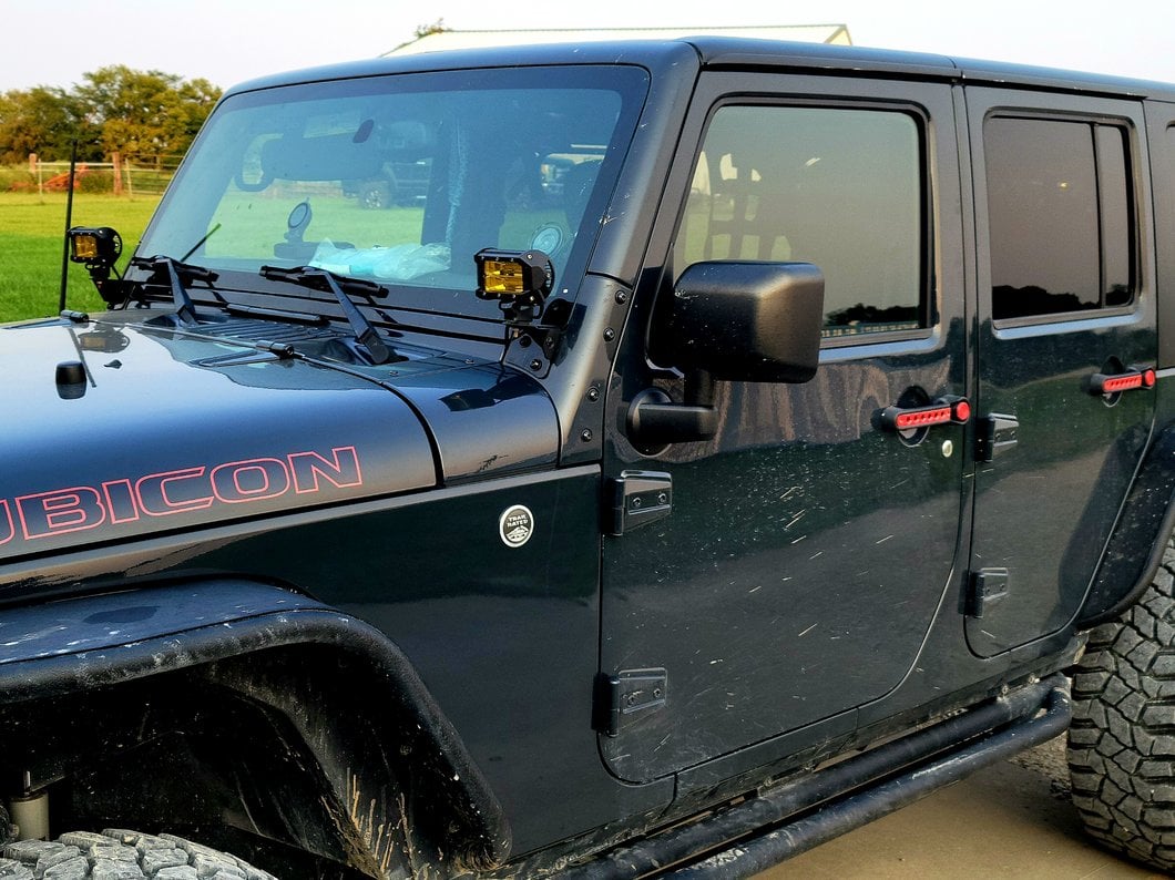 RedRock Billet Aluminum Door Handle Inserts; Red (07-18 Jeep Wrangler JK 4-Door)