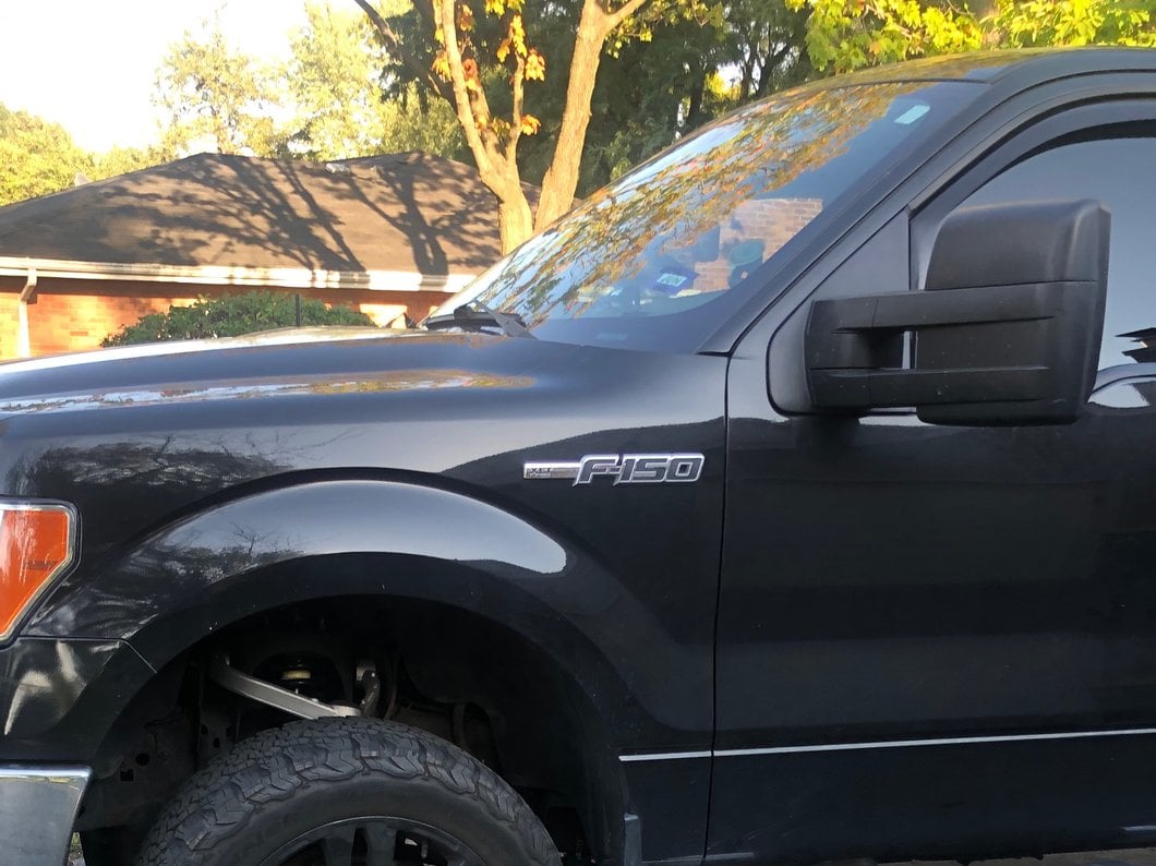 RedRock Memory Power Adjust Heated Manual Foldaway Towing Mirrors with Puddle Lights and Turn Signals; Gloss Black; Driver Side (09-14 F-150)