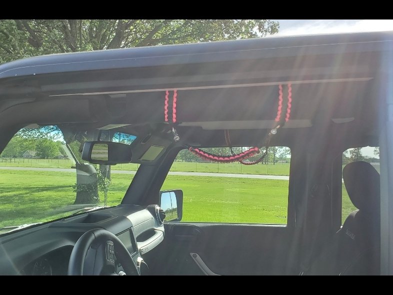 RedRock Front Rollbar Paracord Grab Handles with D-Rings; Black and Pink (07-18 Jeep Wrangler JK)