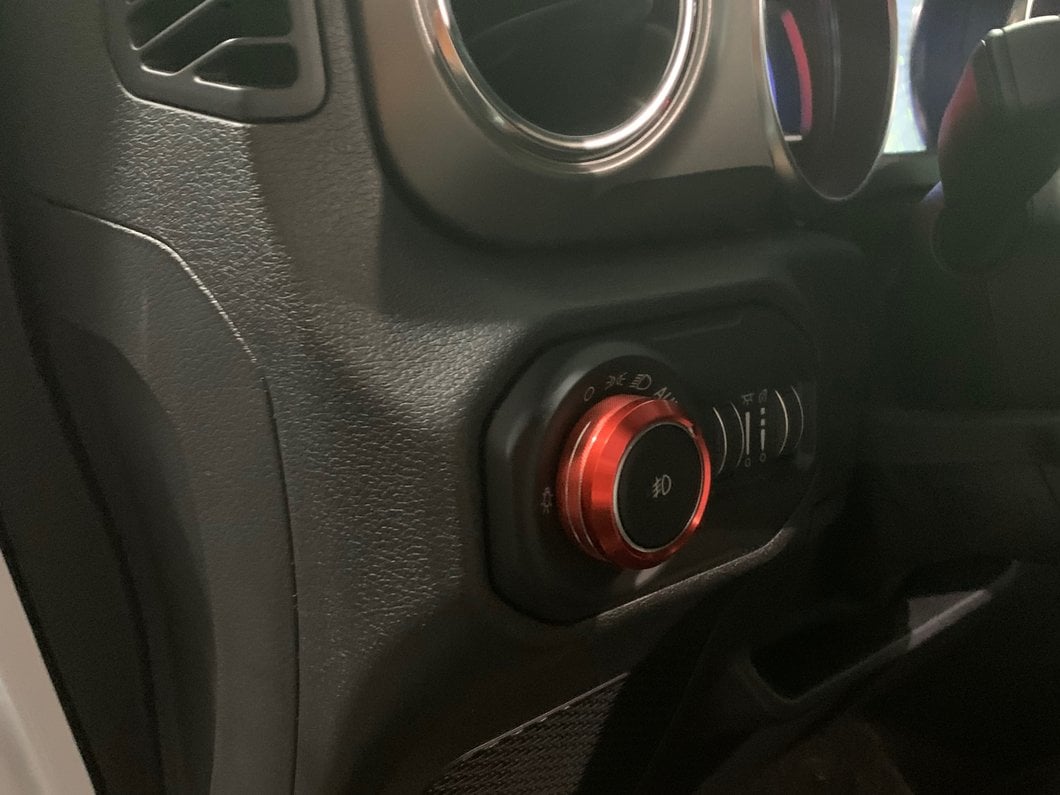 RedRock Billet Aluminum Headlight Knob Trim Ring; Red (18-25 Jeep Wrangler JL)