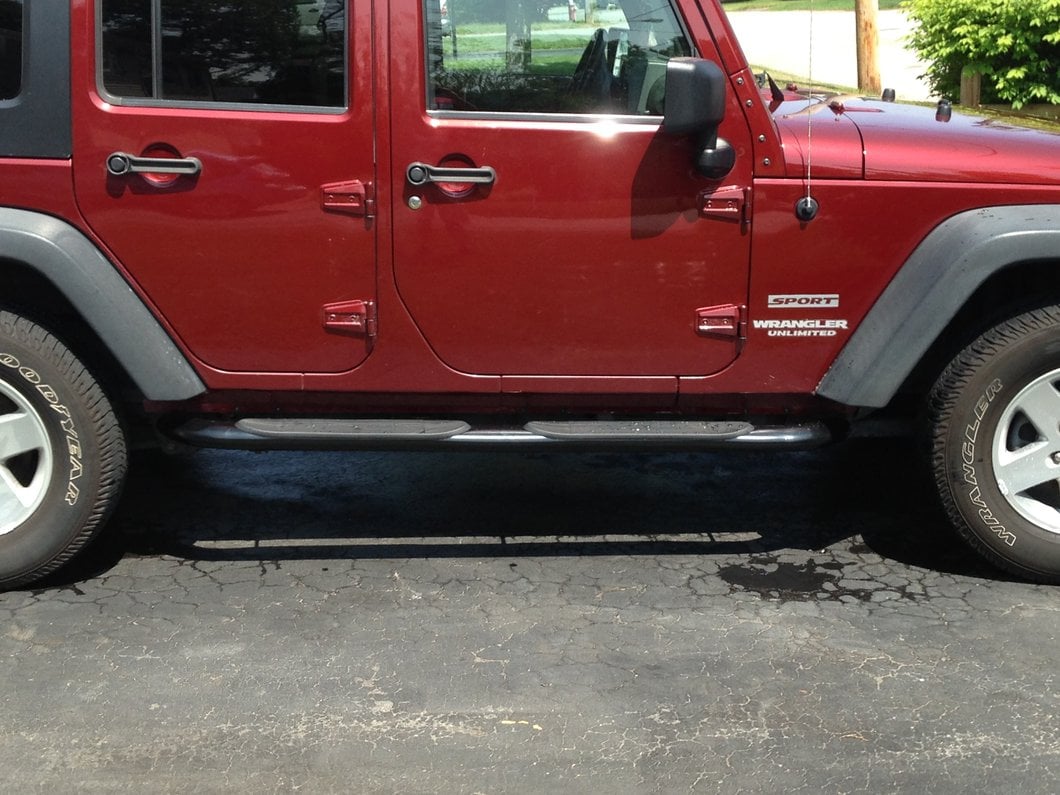 RedRock 4-Inch Oval Curved Side Step Bars; Semi-Gloss Black (07-18 Jeep Wrangler JK 4-Door)