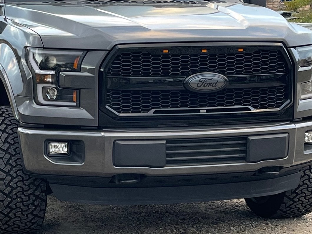 RedRock Baja Upper Replacement Grille with LED Lighting; Gloss Black (15-17 F-150, Excluding Raptor)