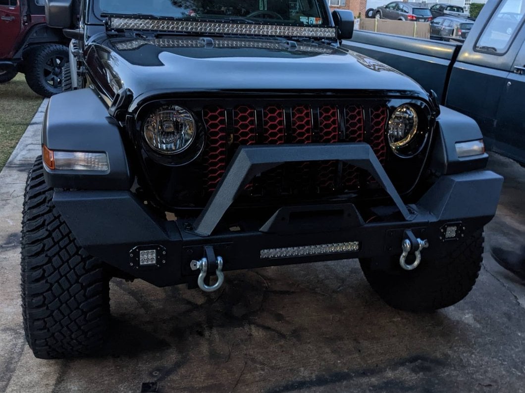 RedRock Max-HD Full Width Winch Front Bumper with Fog Lights and LED Light Bar (20-25 Jeep Gladiator JT)