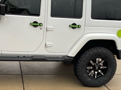 RedRock Billet Aluminum Door Handle Inserts; Green (07-18 Jeep Wrangler JK 4-Door)