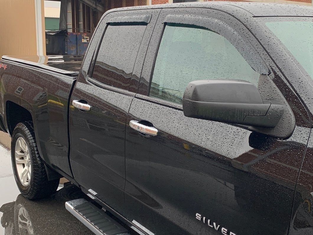 RedRock Window Deflectors; Front and Rear; Smoked (14-18 Silverado 1500 Double Cab)