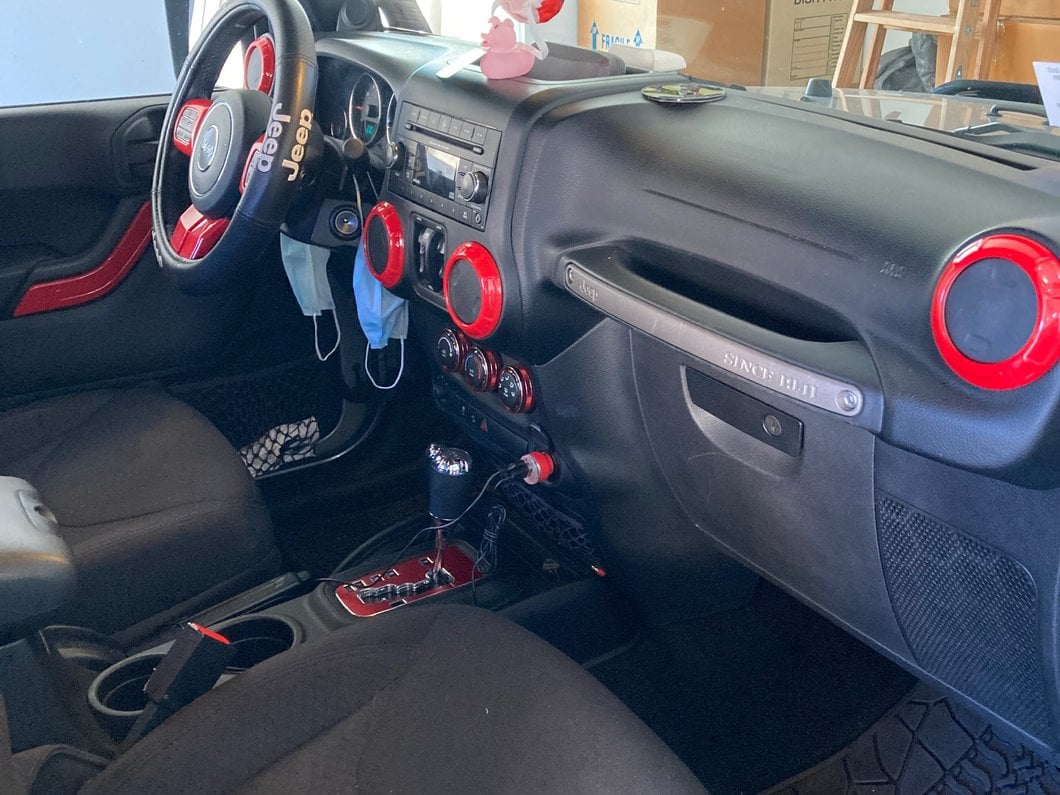 RedRock Alterum Series Console Shifter Trim Bezel; Red (11-18 Jeep Wrangler JK)