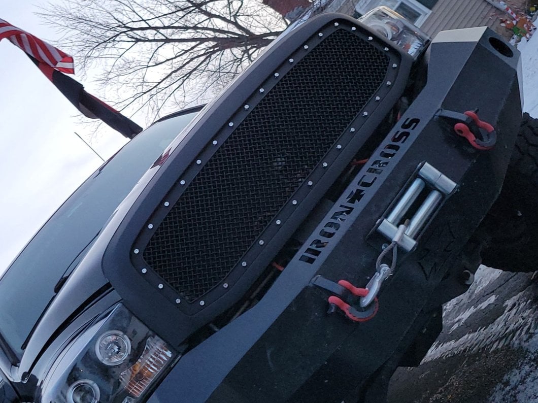 RedRock Mesh Upper Replacement Grille with Rivets; Matte Black (06-08 RAM 1500)
