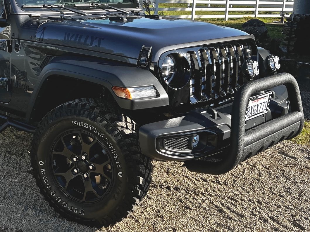 RedRock 3-Inch Bull Bar with Skid Plate; Textured Black (18-25 Jeep Wrangler JL)