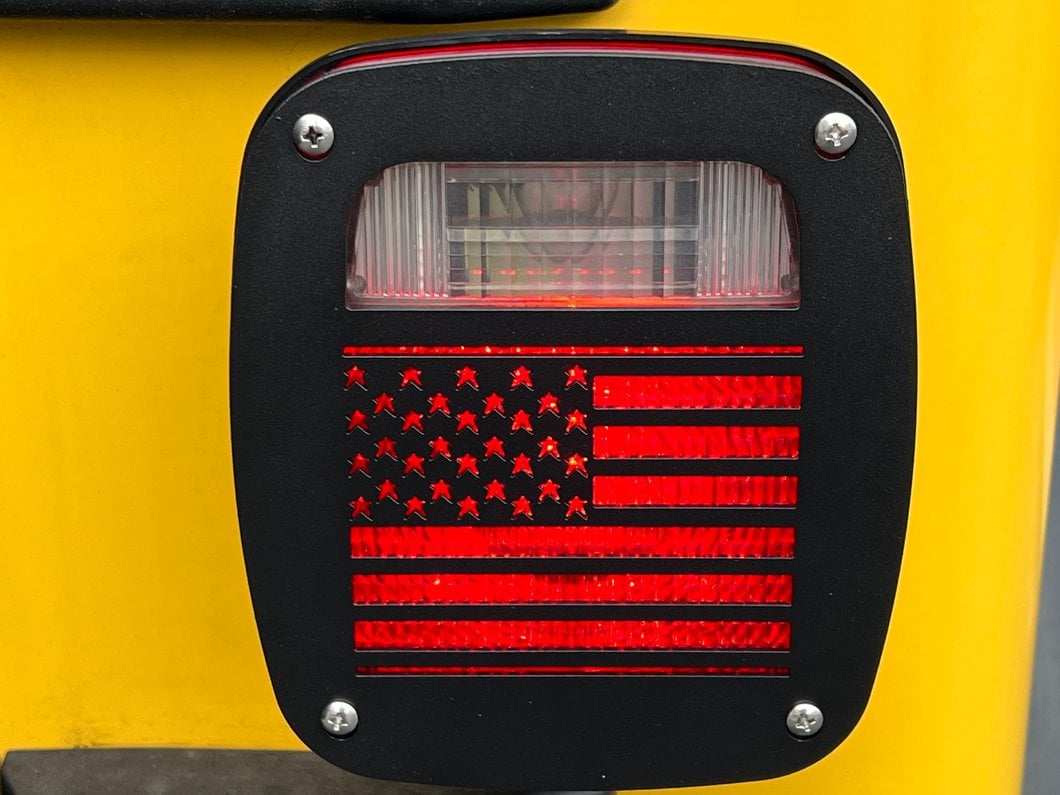 RedRock Tail Light Covers; Old Glory (97-06 Jeep Wrangler TJ)