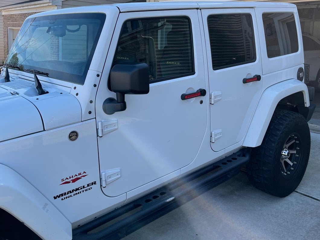 RedRock Billet Aluminum Door Handle Inserts; Red (07-18 Jeep Wrangler JK 4-Door)