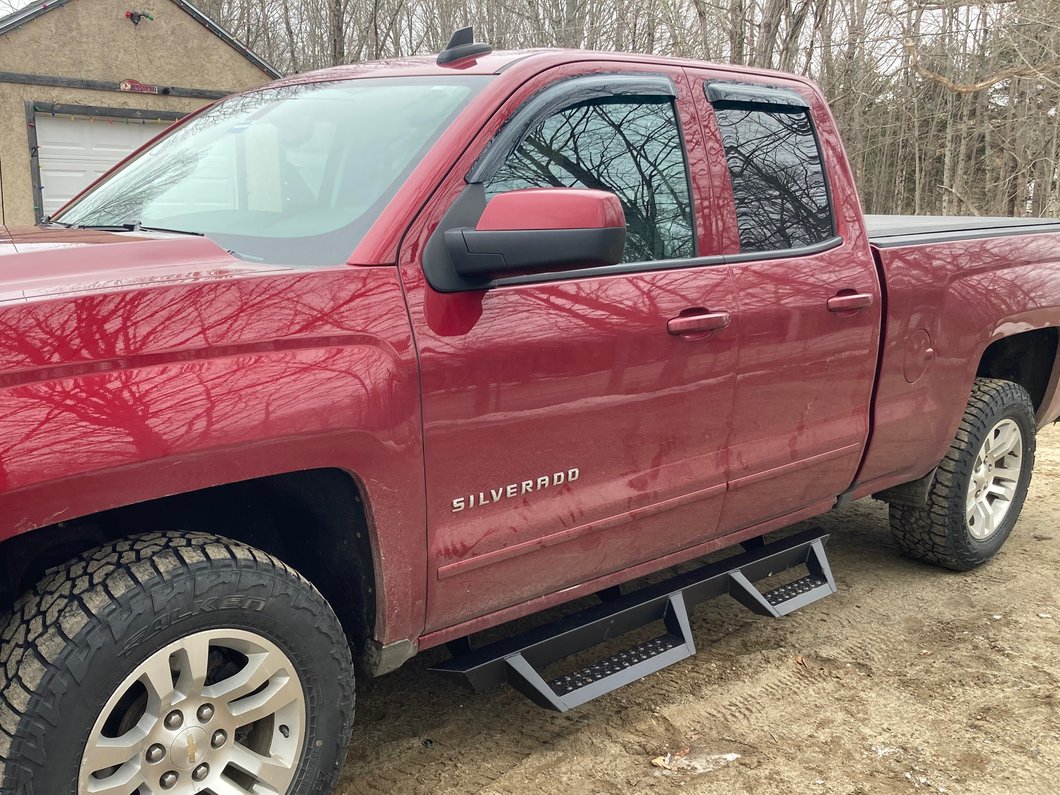 RedRock Window Deflectors; Front and Rear; Smoked (14-18 Silverado 1500 Double Cab)