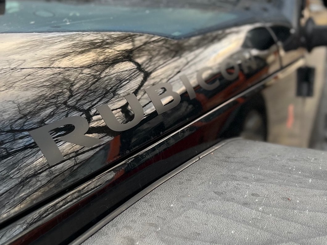Jeep Licensed by RedRock Rubicon Hood Logo; Matte Black (07-18 Jeep Wrangler JK)