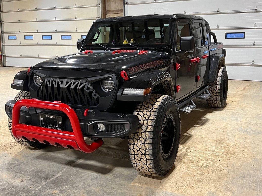 RedRock 3-Inch Bull Bar with Skid Plate; Textured Black (20-25 Jeep Gladiator JT, Excluding Mojave)