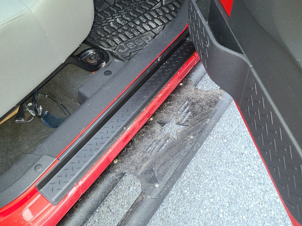 RedRock Diamond Pattern Door Entry Guards; Black (07-18 Jeep Wrangler JK)