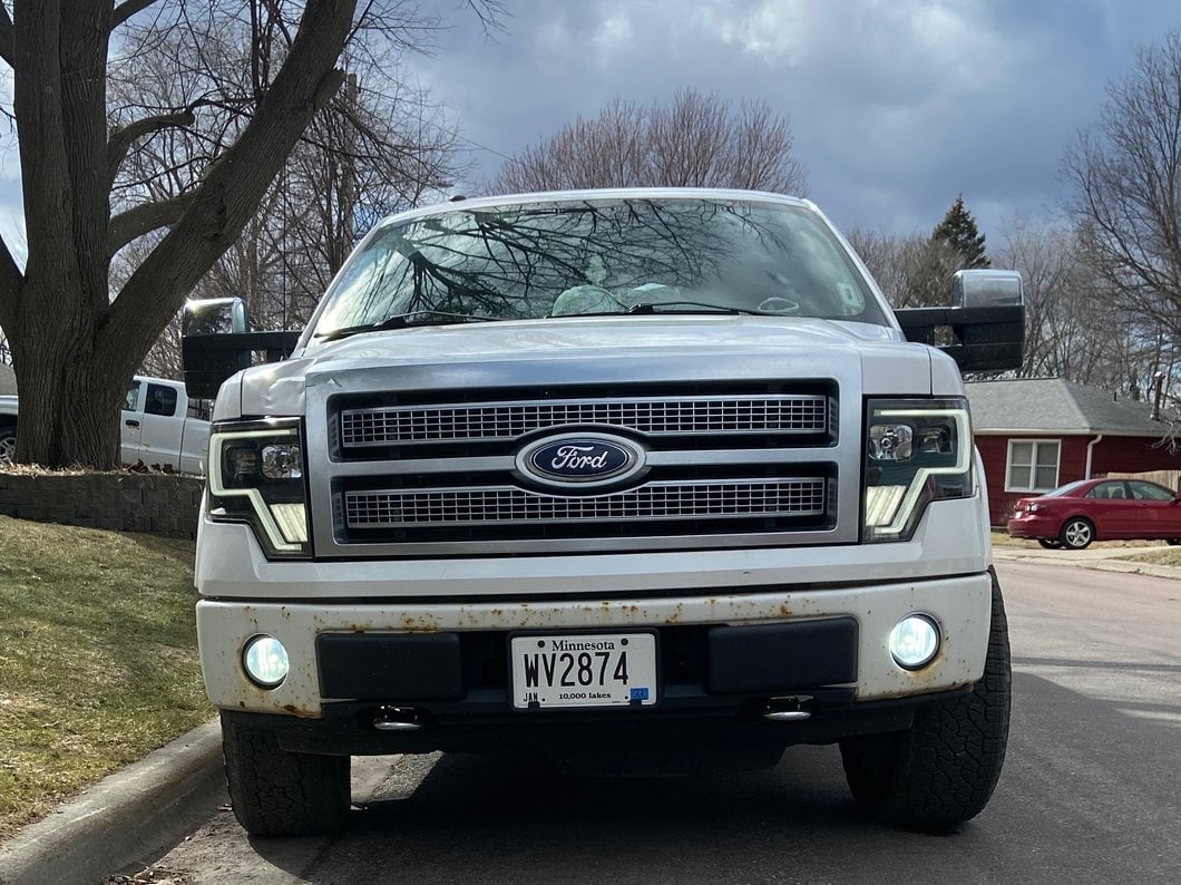 RedRock Memory Power Adjust Heated Manual Foldaway Towing Mirrors with Puddle Lights and Turn Signals; Chrome; Passenger Side (09-14 F-150)