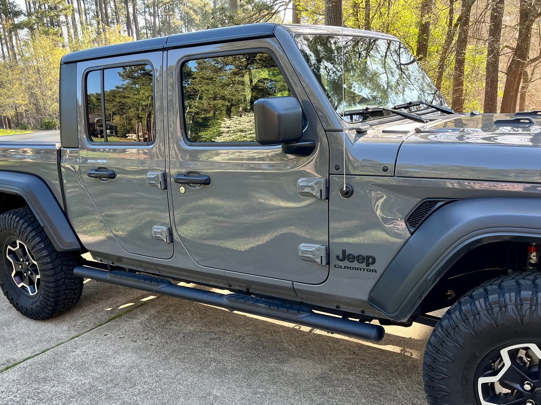 RedRock 4-Inch Oval Straight Side Step Bars; Textured Black (20-25 Jeep Gladiator JT)
