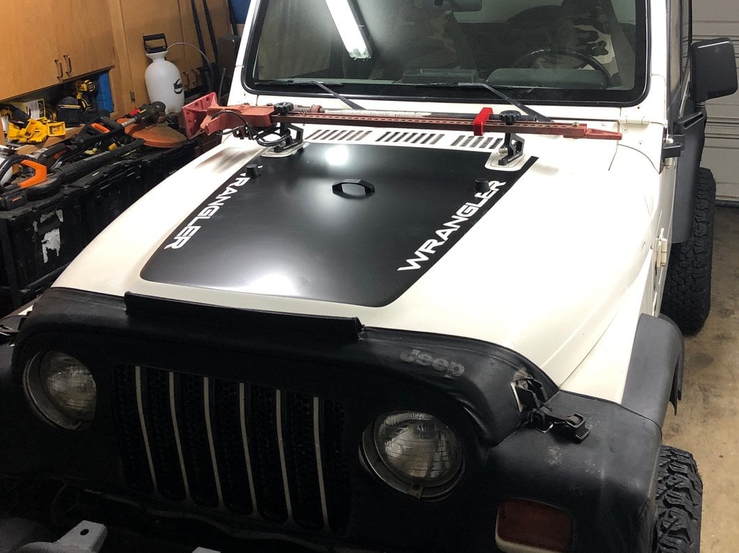 Jeep Licensed by RedRock Wrangler Hood Decal; Matte Black (97-06 Jeep Wrangler TJ)