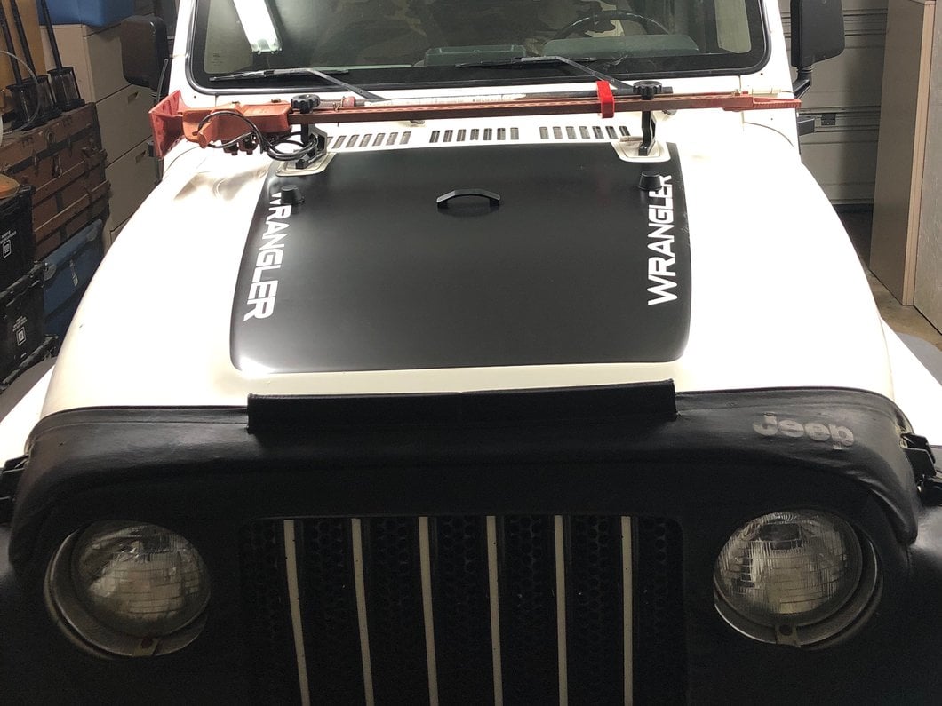 Jeep Licensed by RedRock Wrangler Hood Decal; Matte Black (97-06 Jeep Wrangler TJ)