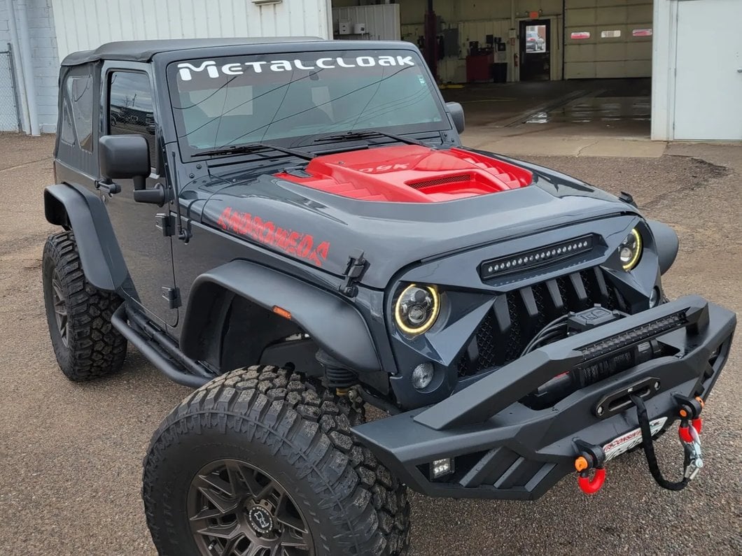 RedRock Type-STM Style Ram Air Hood; Unpainted (07-18 Jeep Wrangler JK)
