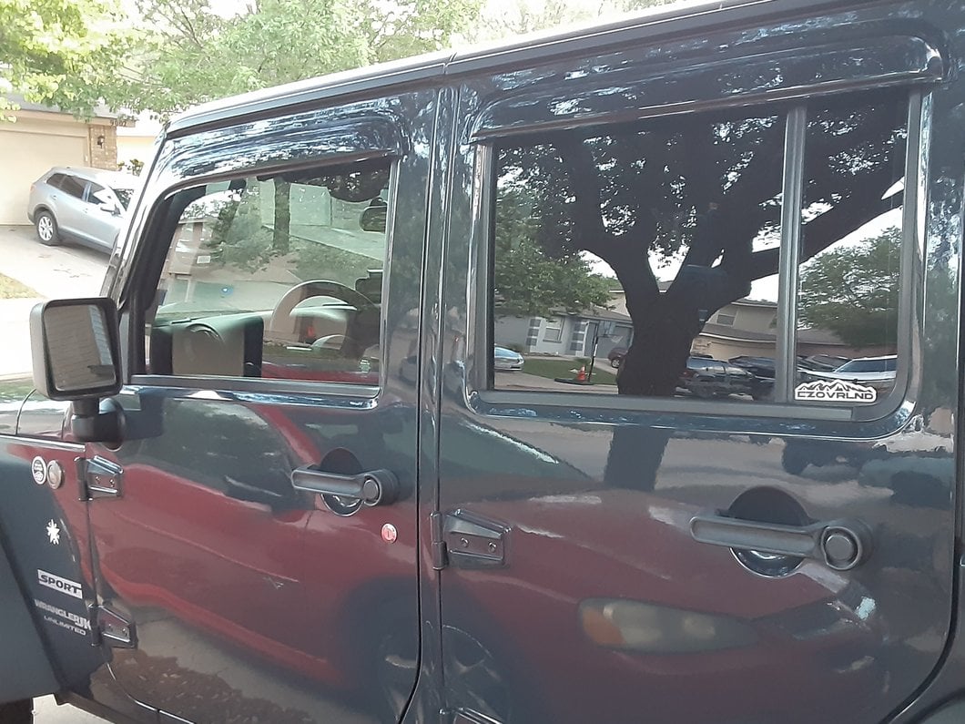 RedRock Window Deflectors; Front and Rear; Smoked (07-18 Jeep Wrangler JK 4-Door)