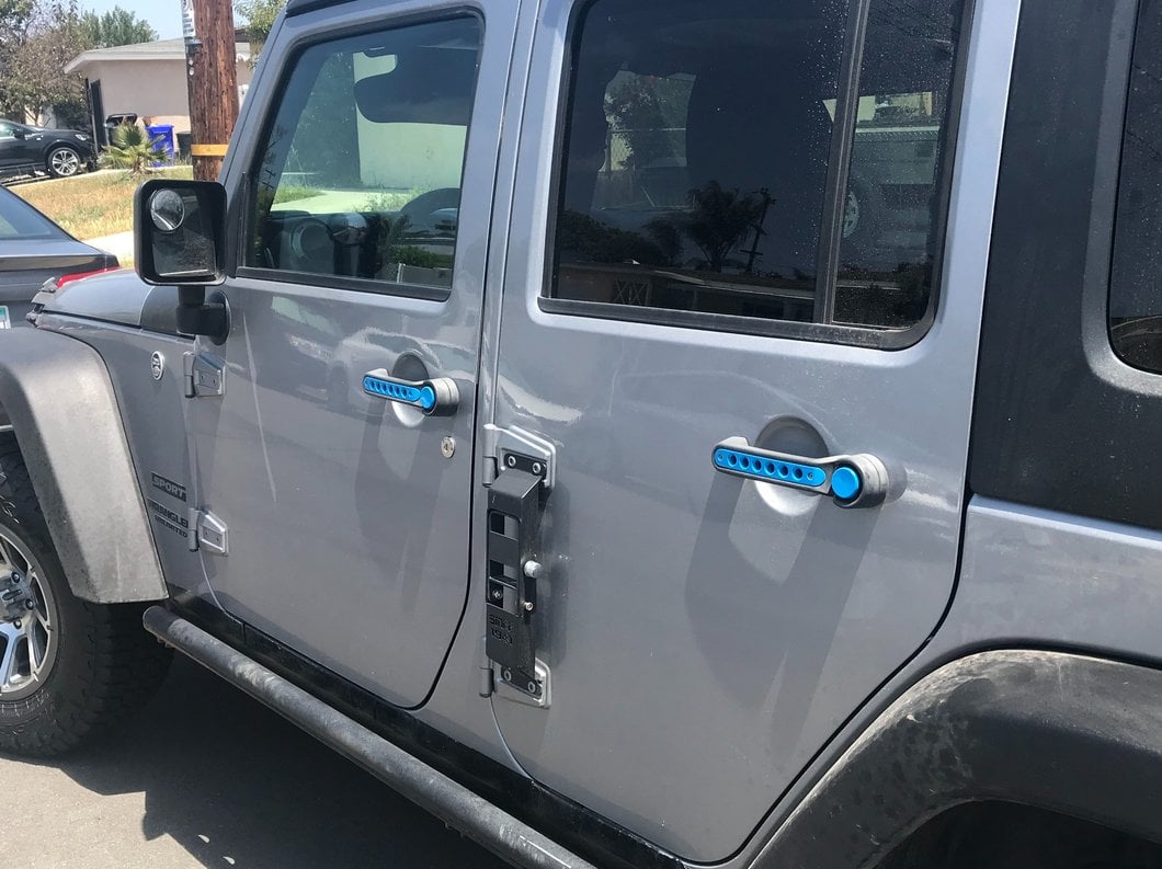 RedRock Billet Aluminum Door Handle Inserts; Blue (07-18 Jeep Wrangler JK 4-Door)