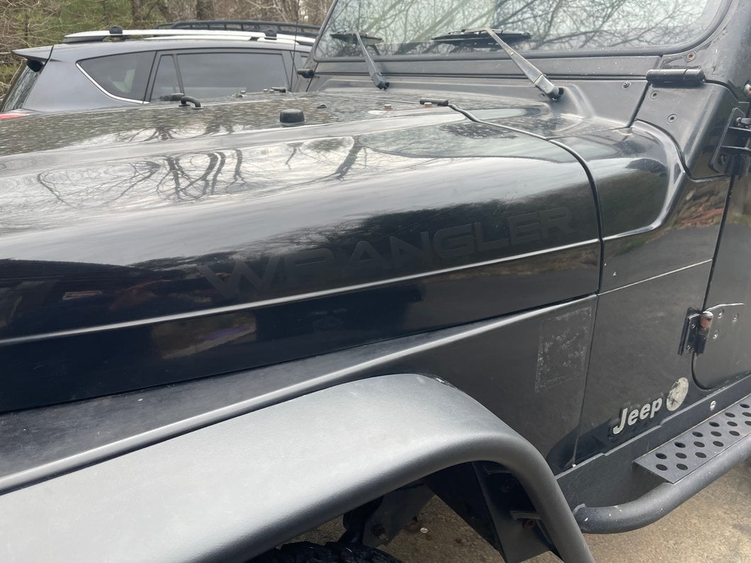 Jeep Licensed by RedRock Wrangler Hood Logo; Matte Black (97-06 Jeep Wrangler TJ)