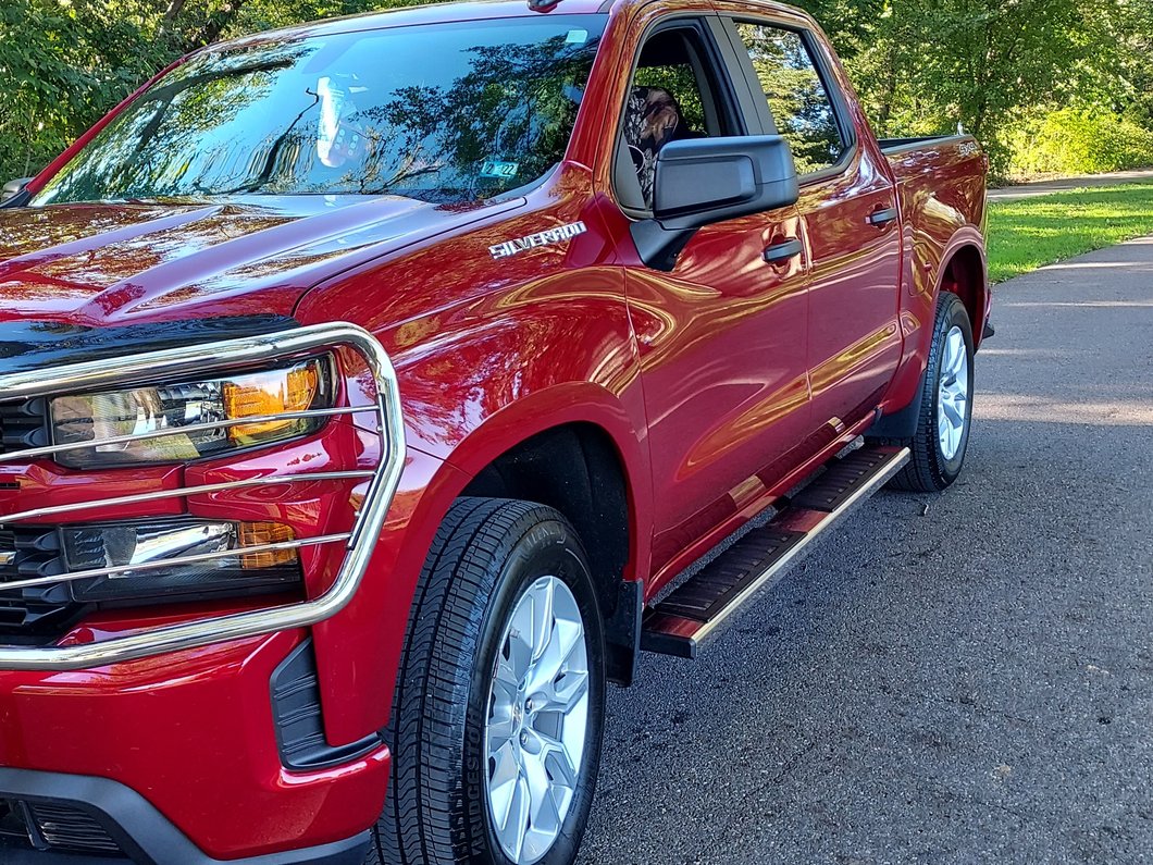 RedRock 6-Inch Oval Straight End Side Step Bars; Stainless Steel (19-25 Silverado 1500 Double Cab)