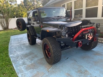 RedRock Aluminum Door and Tailgate Handle Set; Black (07-18 Jeep Wrangler JK 2-Door)
