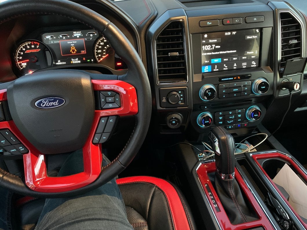 RedRock Center Console Shifter Trim Bezels; Red (15-20 F-150)