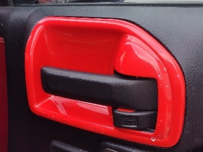 RedRock Interior Door Handle Trim Bezels; Red (07-18 Jeep Wrangler JK 2-Door)