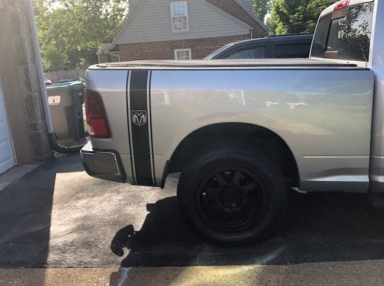 RAM Licensed by RedRock RAM Head Vertical Stripe; Matte Black (02-18 RAM 1500)