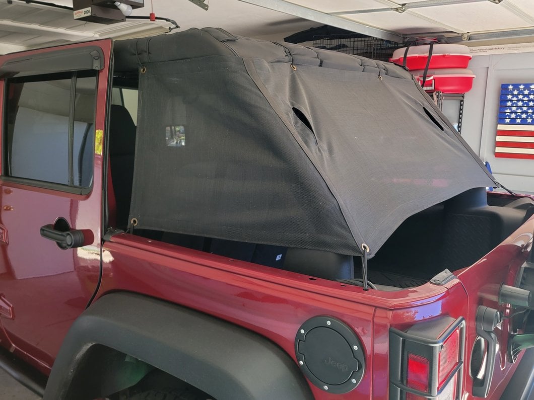 RedRock Mesh Wrap-Around Cargo Shade; Black (07-18 Jeep Wrangler JK 4-Door)