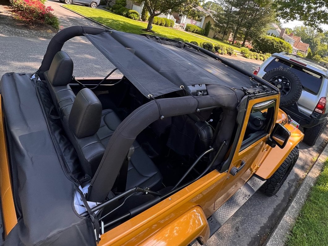 RedRock Full Length Mesh Sun Shade; Black (07-18 Jeep Wrangler JK 2-Door)