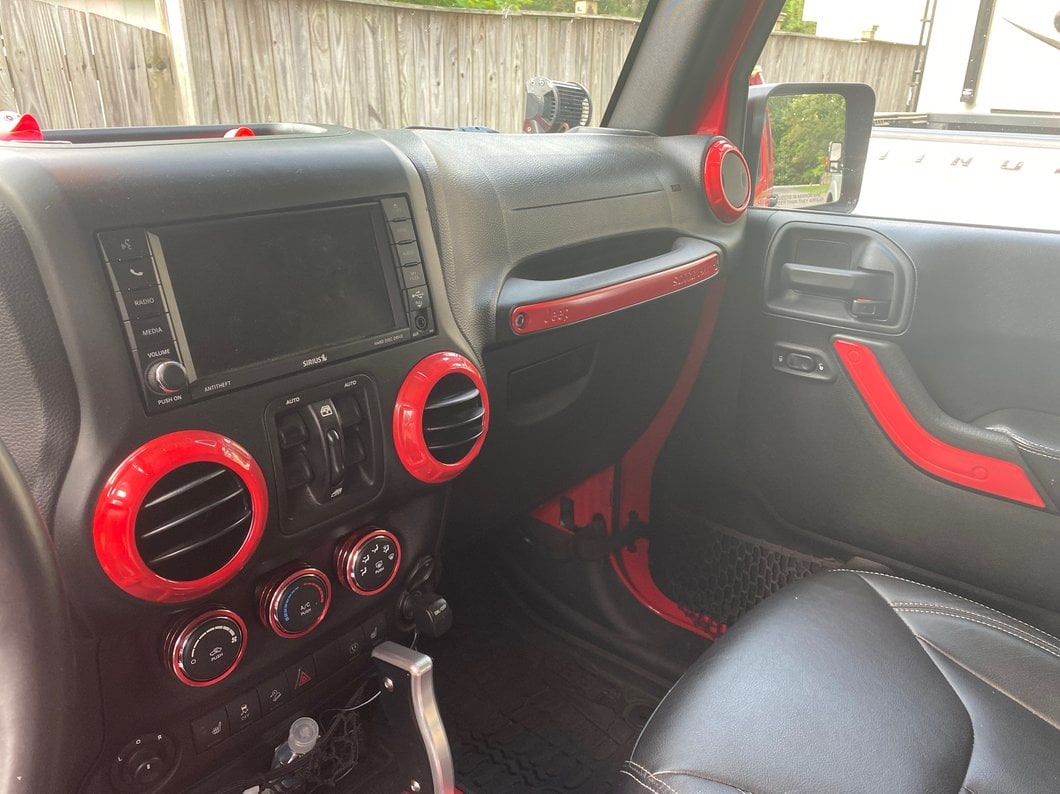 RedRock Alterum Series Billet Aluminum HVAC Control Bezels; Red (11-18 Jeep Wrangler JK)