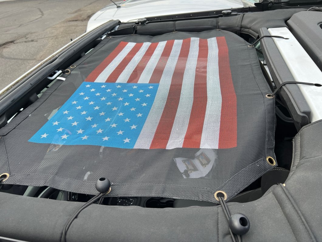 RedRock Mesh Sun Shade; American Flag (07-18 Jeep Wrangler JK)