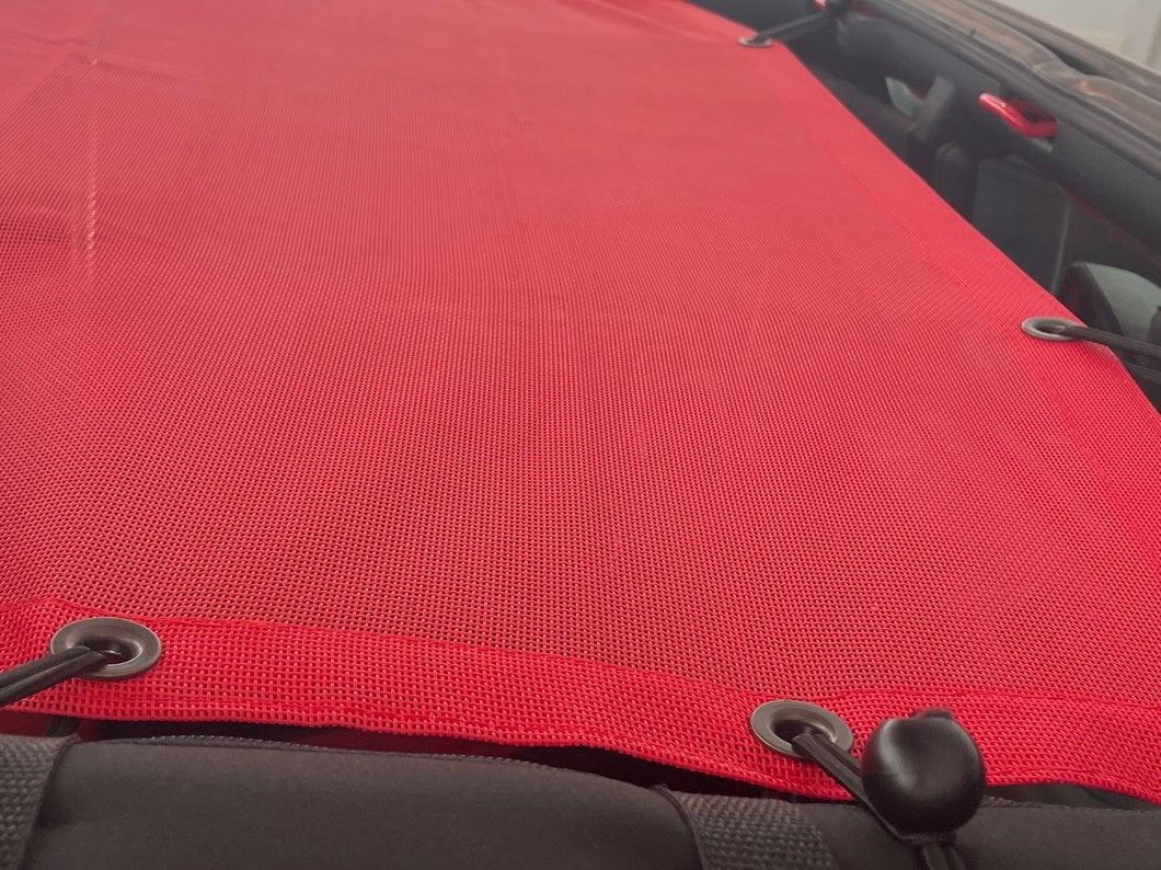 RedRock Mesh Sun Shade; Front; Red (07-18 Jeep Wrangler JK)
