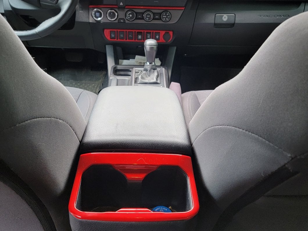 RedRock Rear Cup Holder Trim; Red (16-23 Tacoma)