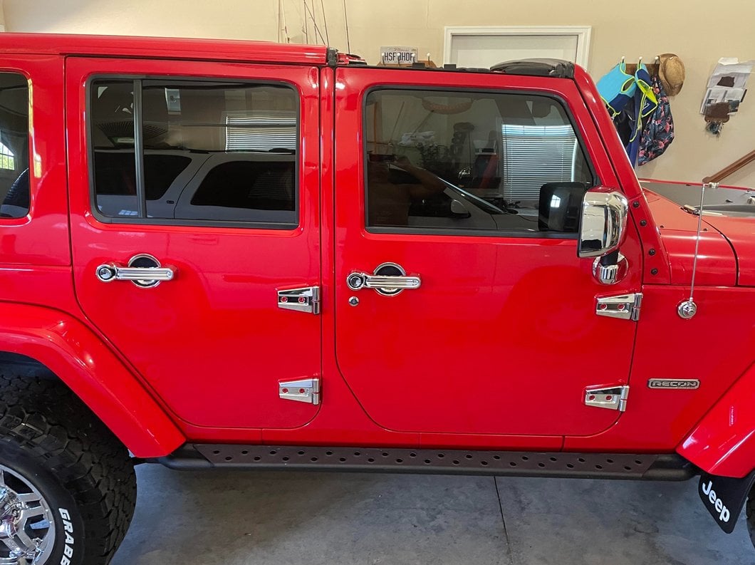 RedRock Door Hinge Covers; Chrome (07-18 Jeep Wrangler JK)
