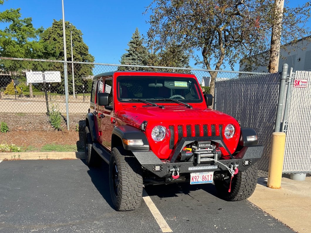 RedRock Max-HD Full Width Winch Front Bumper with Fog Lights and LED Light Bar (18-25 Jeep Wrangler JL)