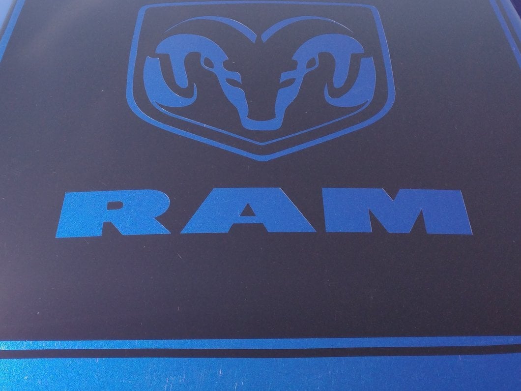 RAM Licensed by RedRock Hood Decal with Logo; Gloss Black (09-18 RAM 1500, Excluding Rebel)