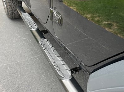 RedRock 4-Inch Oval Straight Side Step Bars; Semi-Gloss Black (18-25 Jeep Wrangler JL 4-Door)