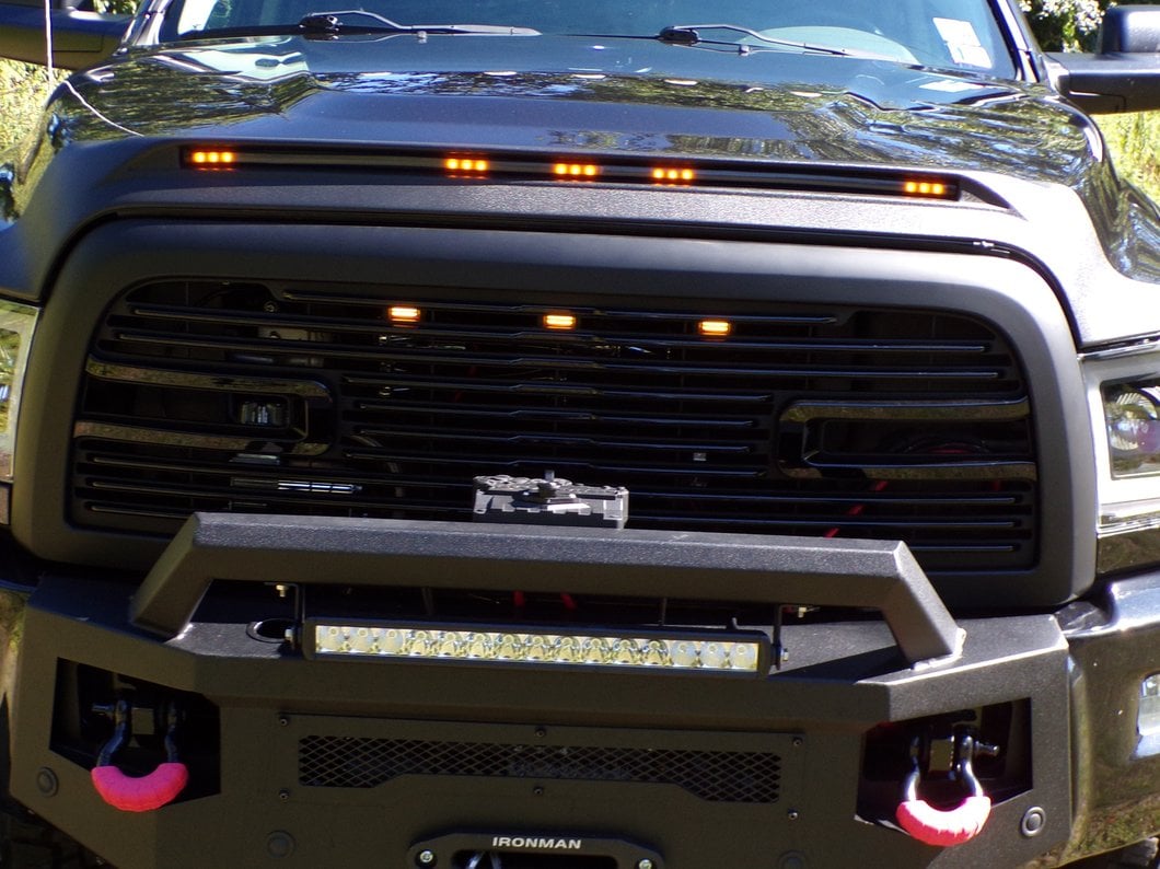 RedRock Boss Upper Replacement Grille with LED DRL; Matte Black (10-18 RAM 2500)