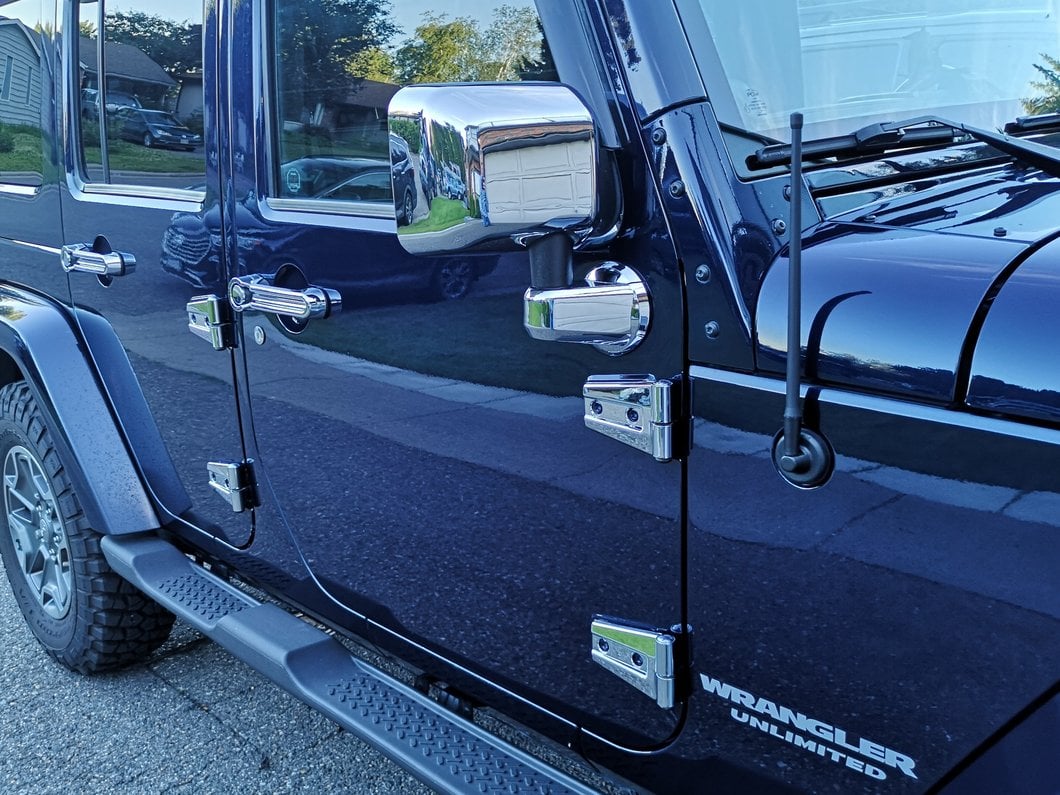 RedRock Door Hinge Covers; Chrome (07-18 Jeep Wrangler JK)