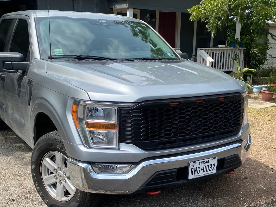 RedRock Honeycomb Replacement Grille with LED DRL; Matte Black (21-23 F-150, Excluding Raptor & Tremor)