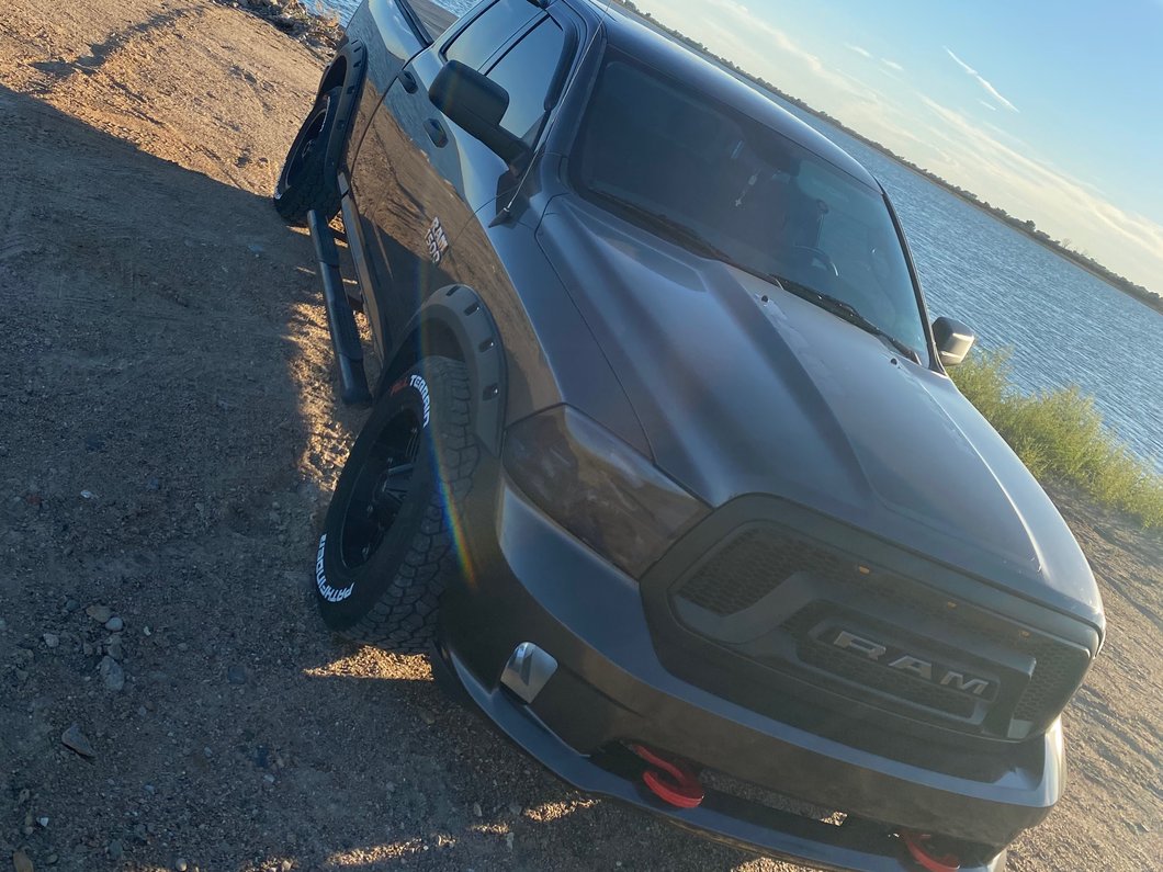 RAM Licensed by RedRock Hood Decal with RAM Logo; Matte Black (09-18 RAM 1500, Excluding Rebel)