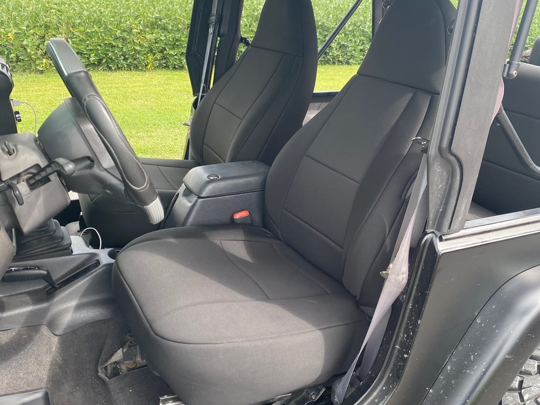 RedRock Custom Fit Front and Rear Seat Covers; Black (97-02 Jeep Wrangler TJ)